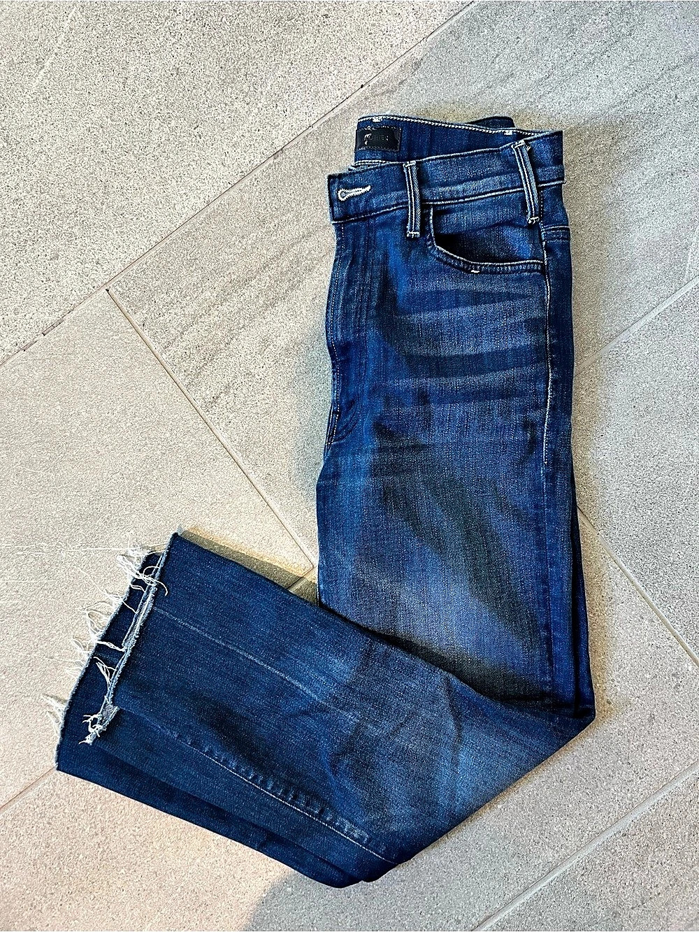 MOTHER The Hustler Ankle Fray Frayed Ankle Jeans Waist 26 Blue